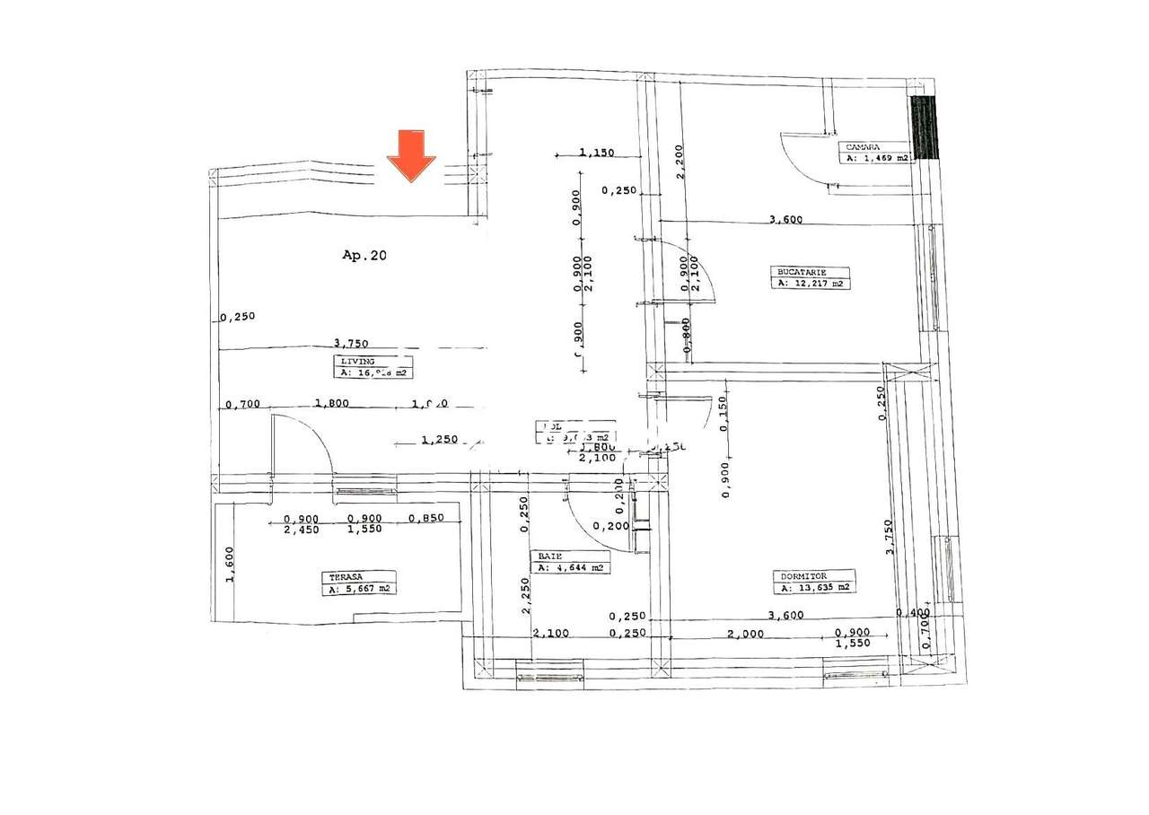 Ap. cu 2 camere, 58mp utili + balcon, baie cu geam, Turnisor - Imagine principală: 3/14