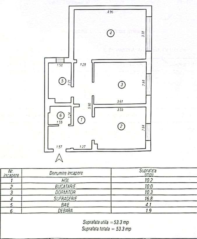 Poartă 6 - apartament decomandat 2 camere 53 mp-2