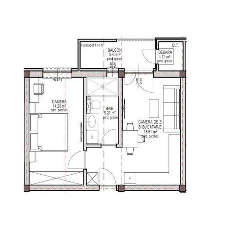 Ap. 2 camere, bloc cu lift, incalz. in pardoseala, et. 1, loc parcare-2