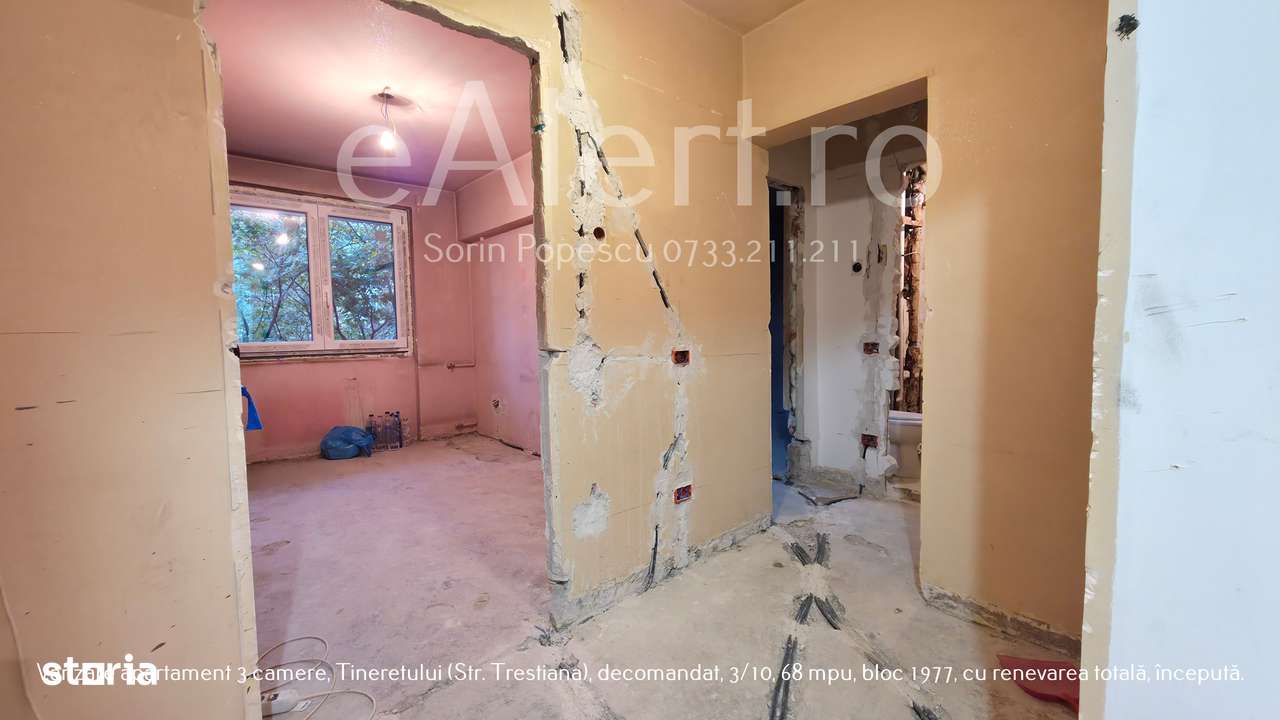 Apartament 3 camere Tineretului – renovare începută, decomandat, 3/10!-4