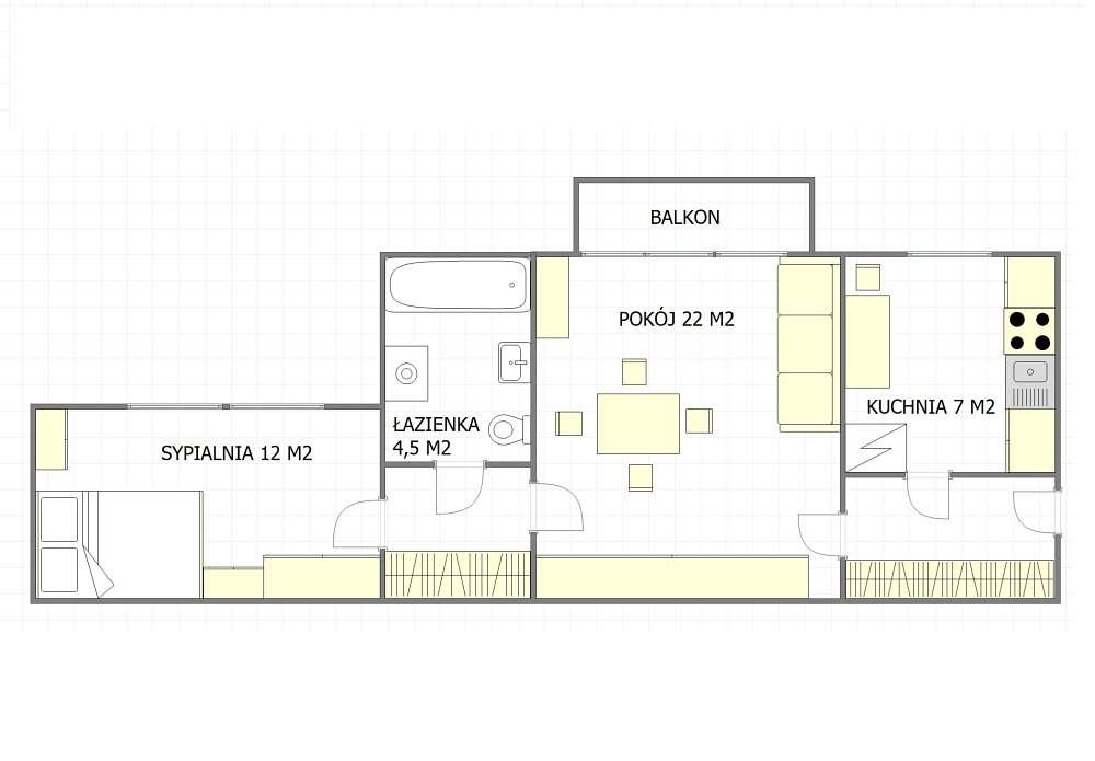 Mieszkanie dwupokojowe 54,6 m2/1 p/ centrum Chełma-12
