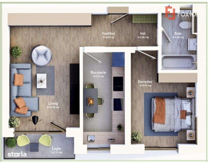 COMISION 0% Apartament cu 2 camere, loc de parcare, bloc nou, zona Meh - Imagine principală: 2/7