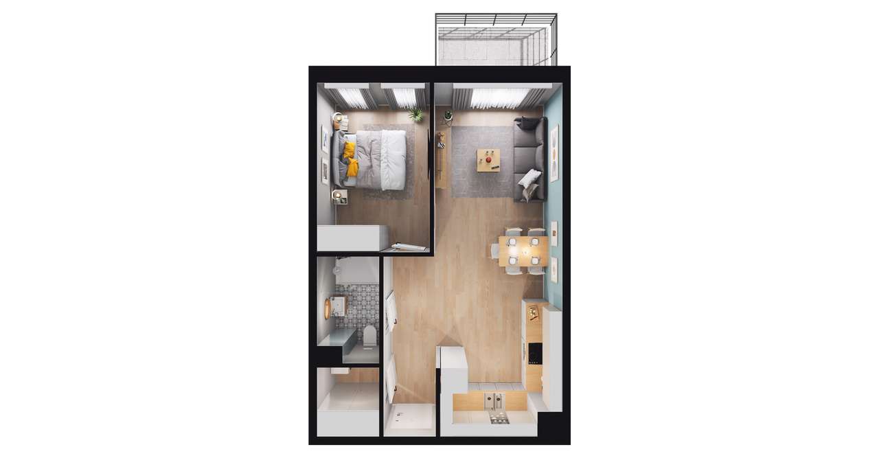 2-pokojowe mieszkanie 45m2 + balkon Bez Prowizji - Pełny obrazek: 2/8