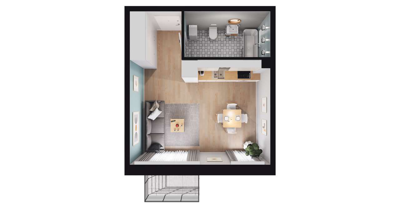 1-pokojowe mieszkanie 28m2 + balkon Bez Prowizji - Pełny obrazek: 2/7