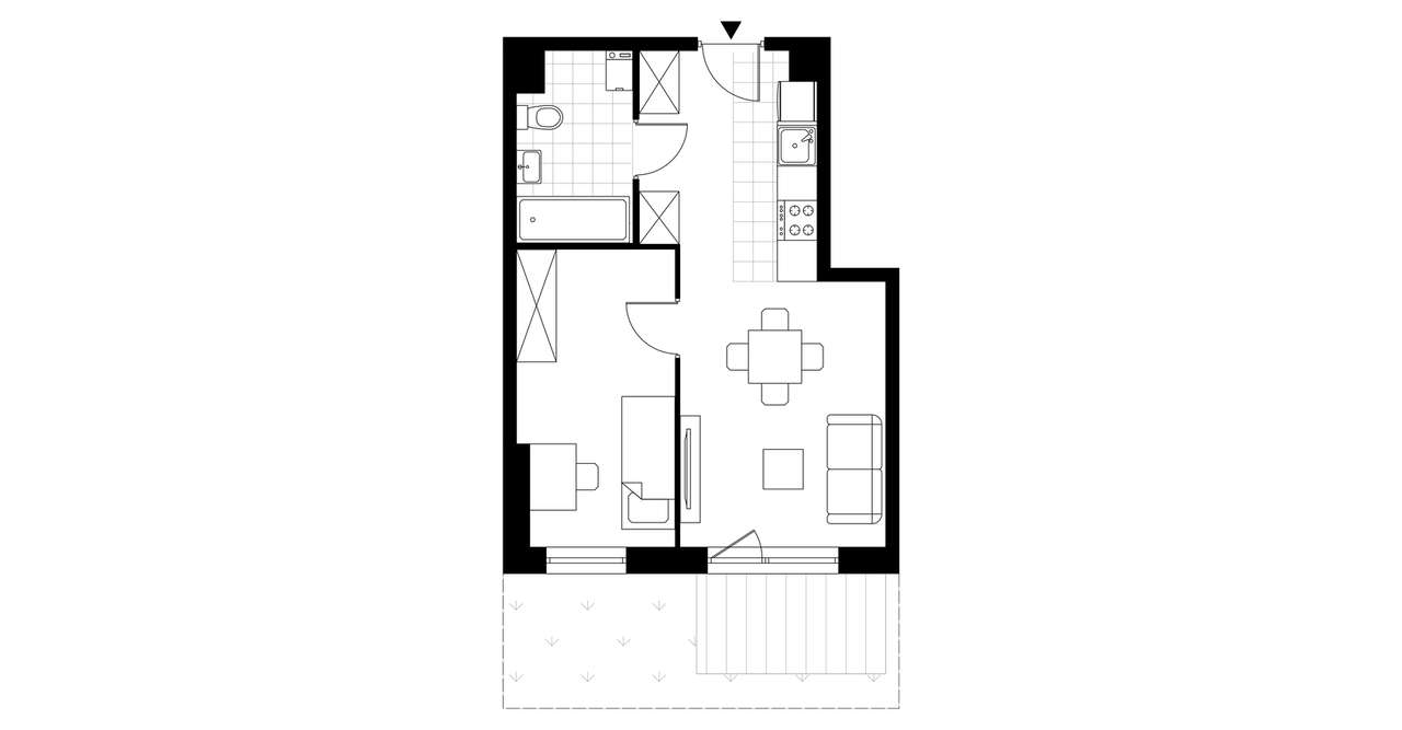 2-pokojowe mieszkanie 35m2 + ogródek - Pełny obrazek: 3/8
