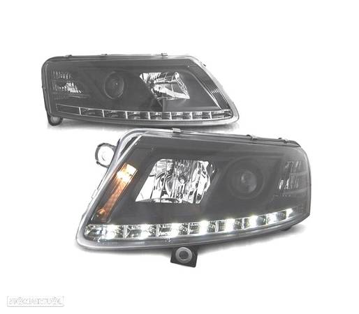 FAROIS COM LUZ DIURNA PARA AUDI A6 4F 04-08 FUNDO PRETO - 1