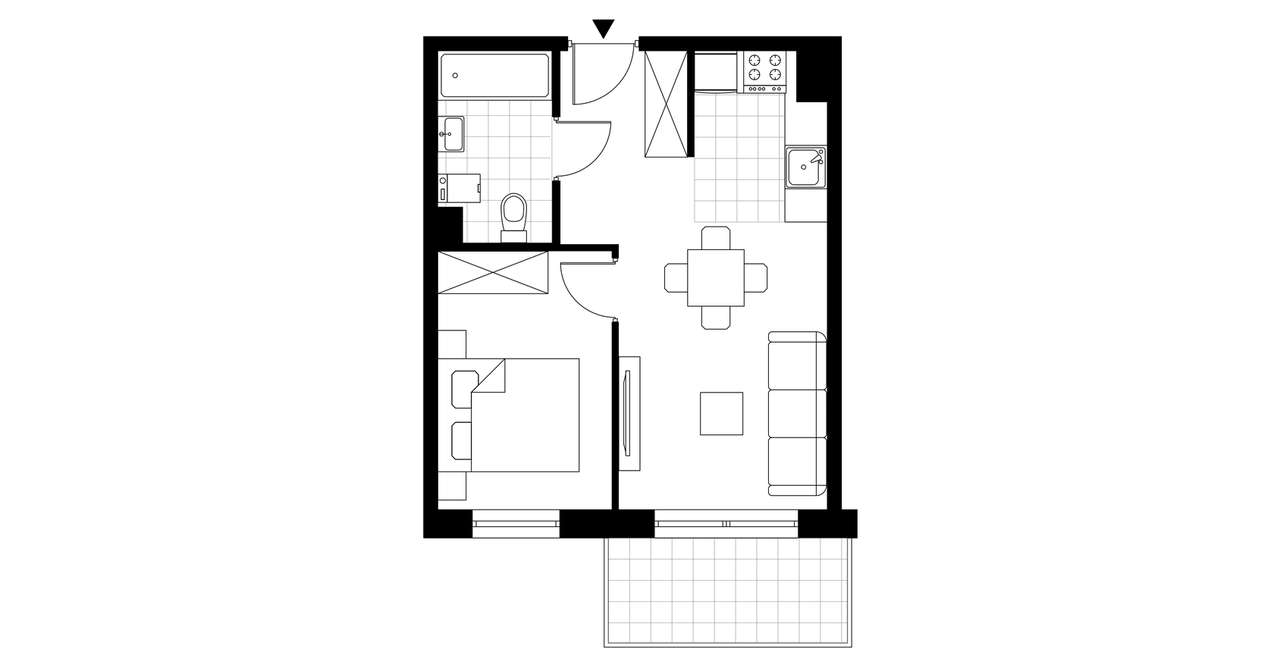 2-pokojowe mieszkanie 32m2 + balkon - Pełny obrazek: 3/8