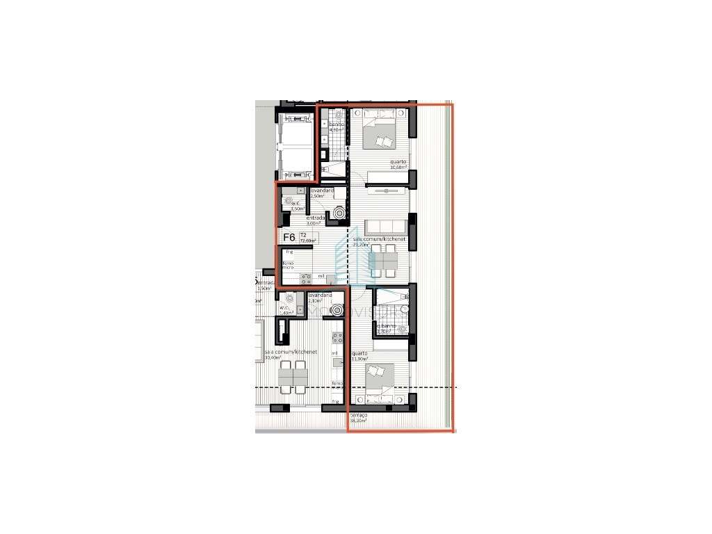 T2 Matosinhos com Terraço último andar - Grande imagem: 5/5