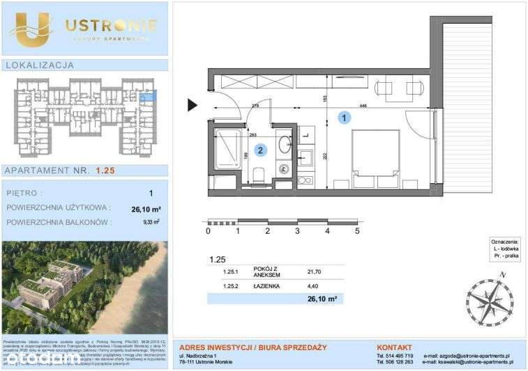 2-pokojowe mieszkanie 26m2 + balkon Bezpośrednio - Pełny obrazek: 2/7