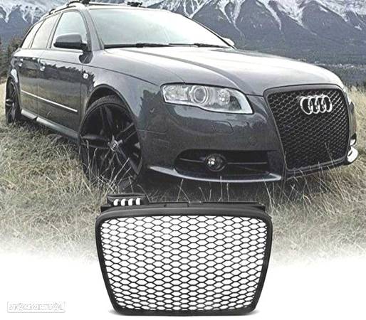 GRELHA FRONTAL PARA AUDI A4 B7 LOOK RS PRETO BRILHANTE - 1