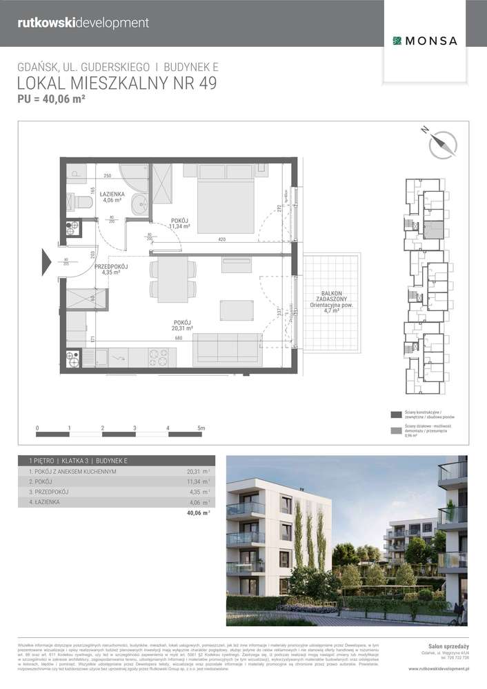 2-pokojowe mieszkanie 40m2 + balkon Bezpośrednio - Pełny obrazek: 2/7