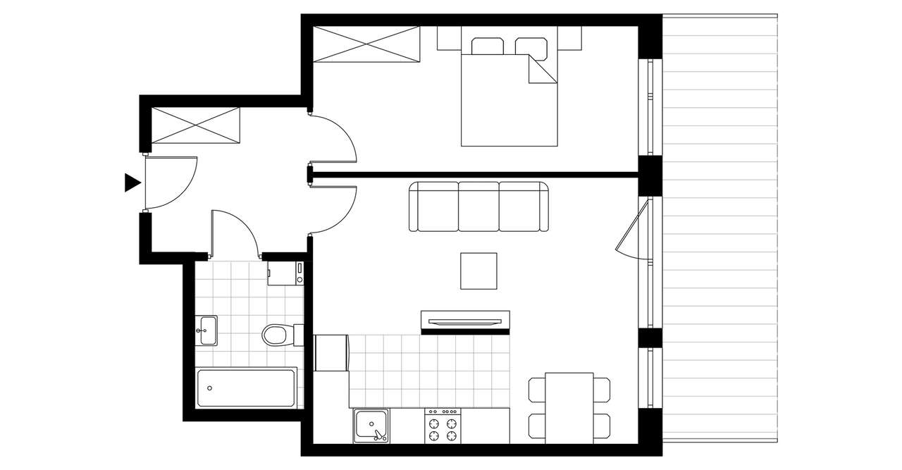 2-pokojowe mieszkanie 47m2 + taras Bez Pośredników - Pełny obrazek: 2/7
