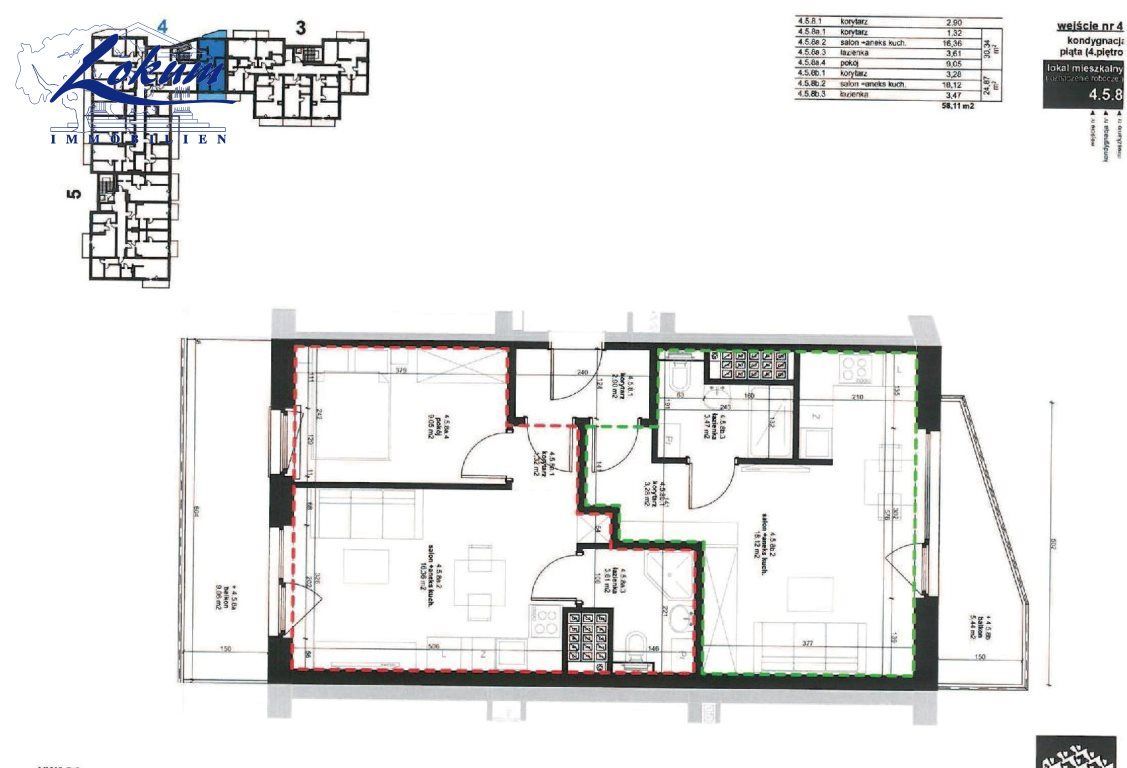 Mieszkanie, 58,11 m², Leszno