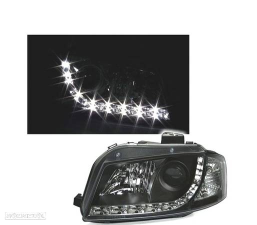 FARÓIS LUZ DIURNA LED COM PROJETOR PARA AUDI A3 8P - 3