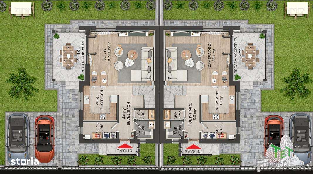 Vila individuala cuplata, in complex rezidential modern, cu 4 camere,-4