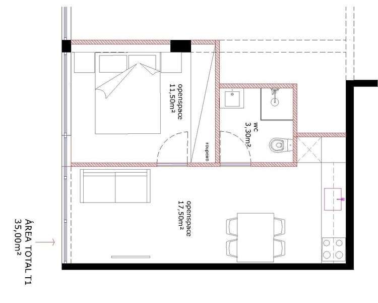 T1 no centro de Póvoa de Varzim - Grande imagem: 4/4