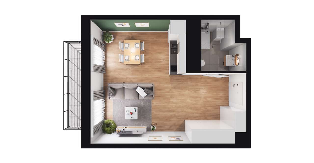 1-pokojowe mieszkanie 34m2 + balkon - Pełny obrazek: 3/9