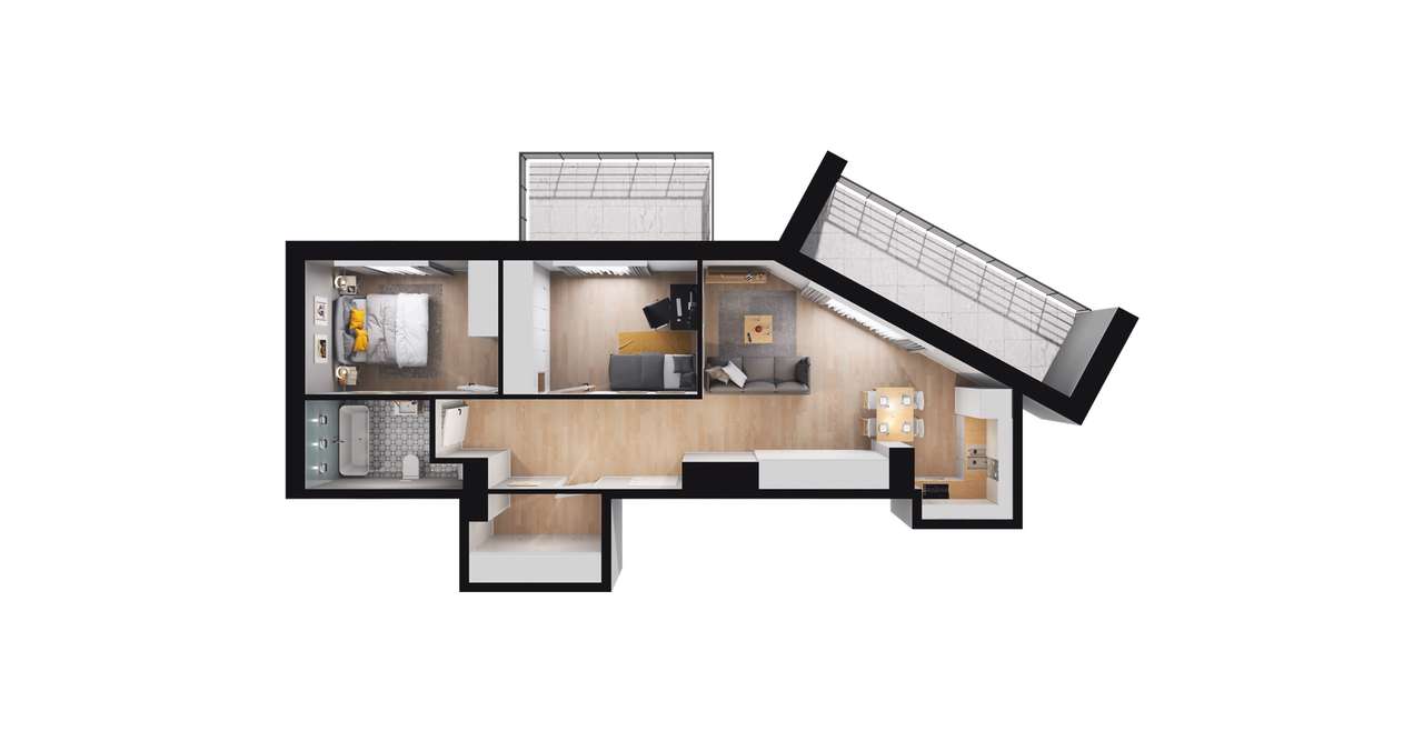 Gotowe 3-pokojowe mieszkanie 57m2 + 2 balkony - Pełny obrazek: 2/8