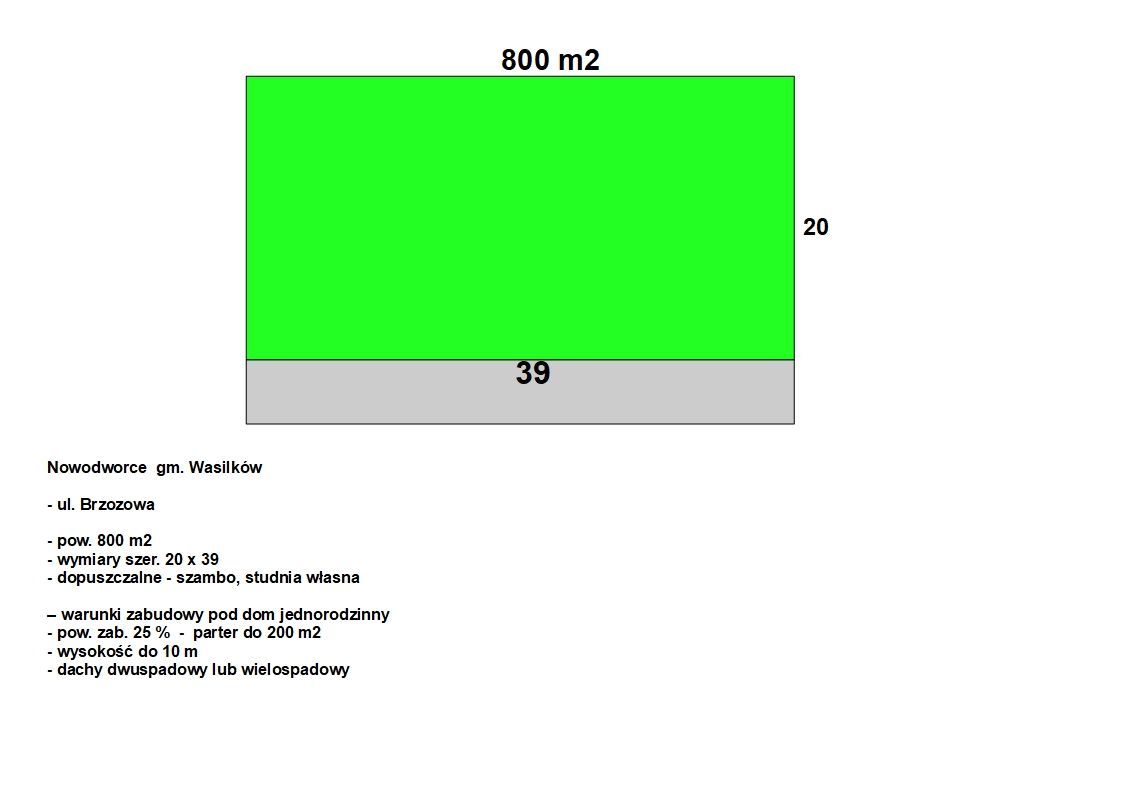 Nowodworce - Brzozowa pow. 800 m2 ostatnia 20 x 39