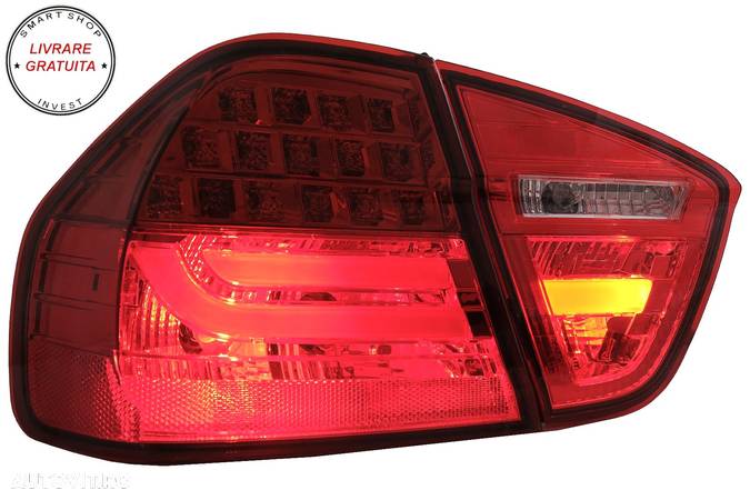Stopuri LED Light Bar LCI Design BMW E90 Seria 3 Limuzina (2005-2008) Rosu Clar- livrare gratuita - 8