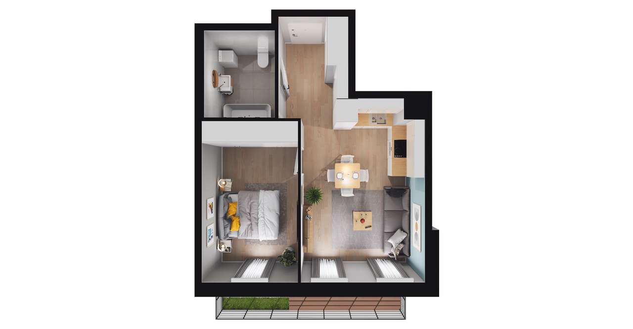 2-pokojowe mieszkanie 37m2 + ogródek Bez Prowizji - Pełny obrazek: 2/8