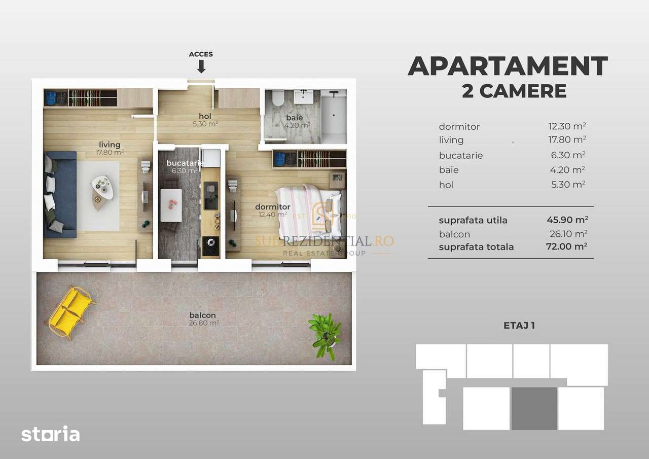 Oferta apartament cu 2 camere, 0% Comision, locatie Grand Arena, Sect4 - Imagine principală: 5/20