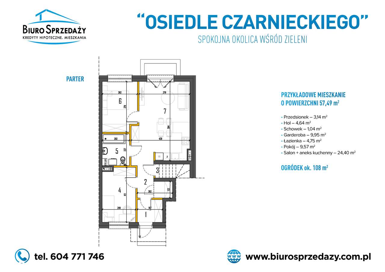 3 POKOJE+2MP+OGRÓDEK 108m2-BLISKO SZKOŁY - Pełny obrazek: 2/12
