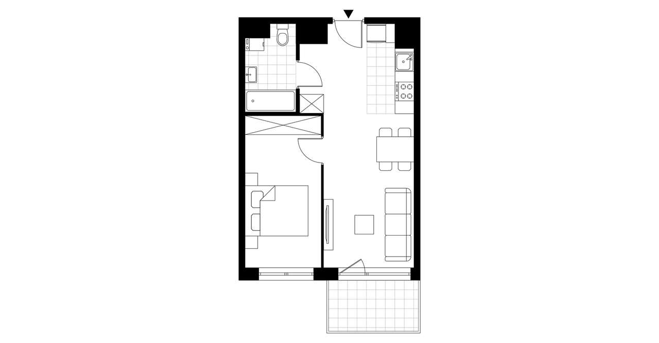 2-pokojowe mieszkanie 39m2 + balkon - Pełny obrazek: 3/8