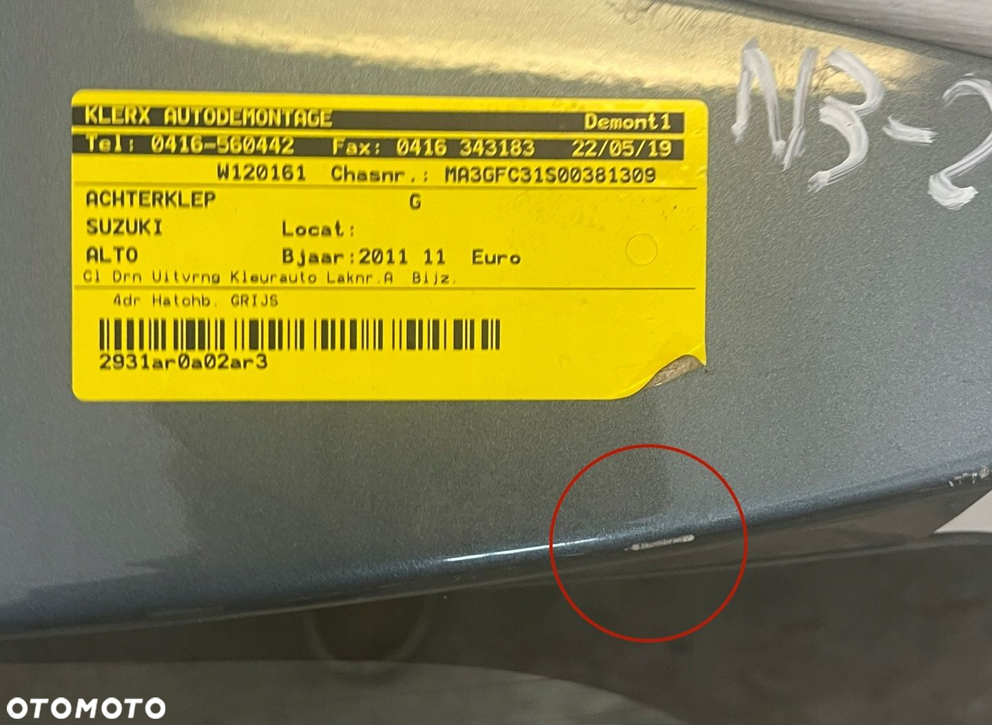 SUZUKI ALTO PIXO 09-14 KLAPA BAGAŻNIKA TYLNA TYŁ - 8