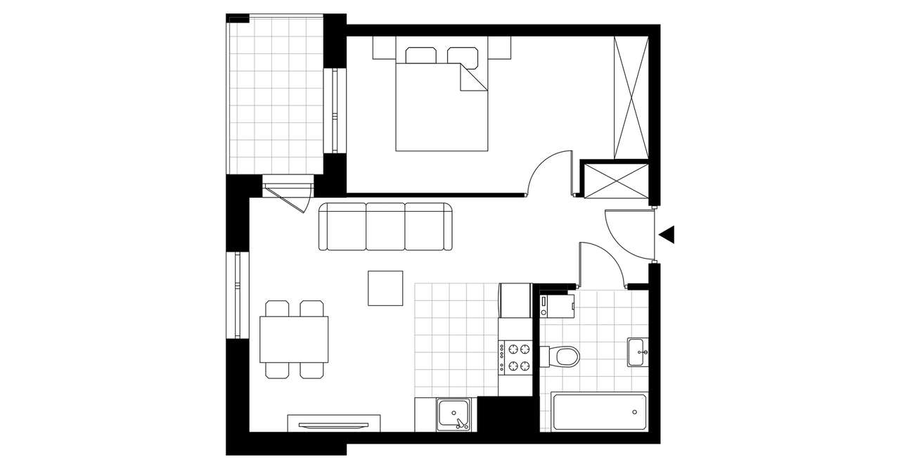 2-pokojowe mieszkanie 42m2 + loggia Bezpośrednio - Pełny obrazek: 3/8