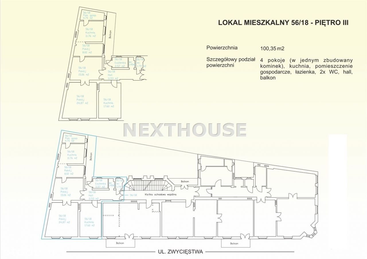 Mieszkanie, 100,35 m², Gliwice