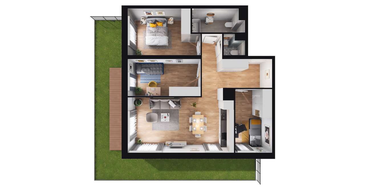 4-pokojowe mieszkanie 71m2 + ogródek Bez Prowizji - Pełny obrazek: 2/8