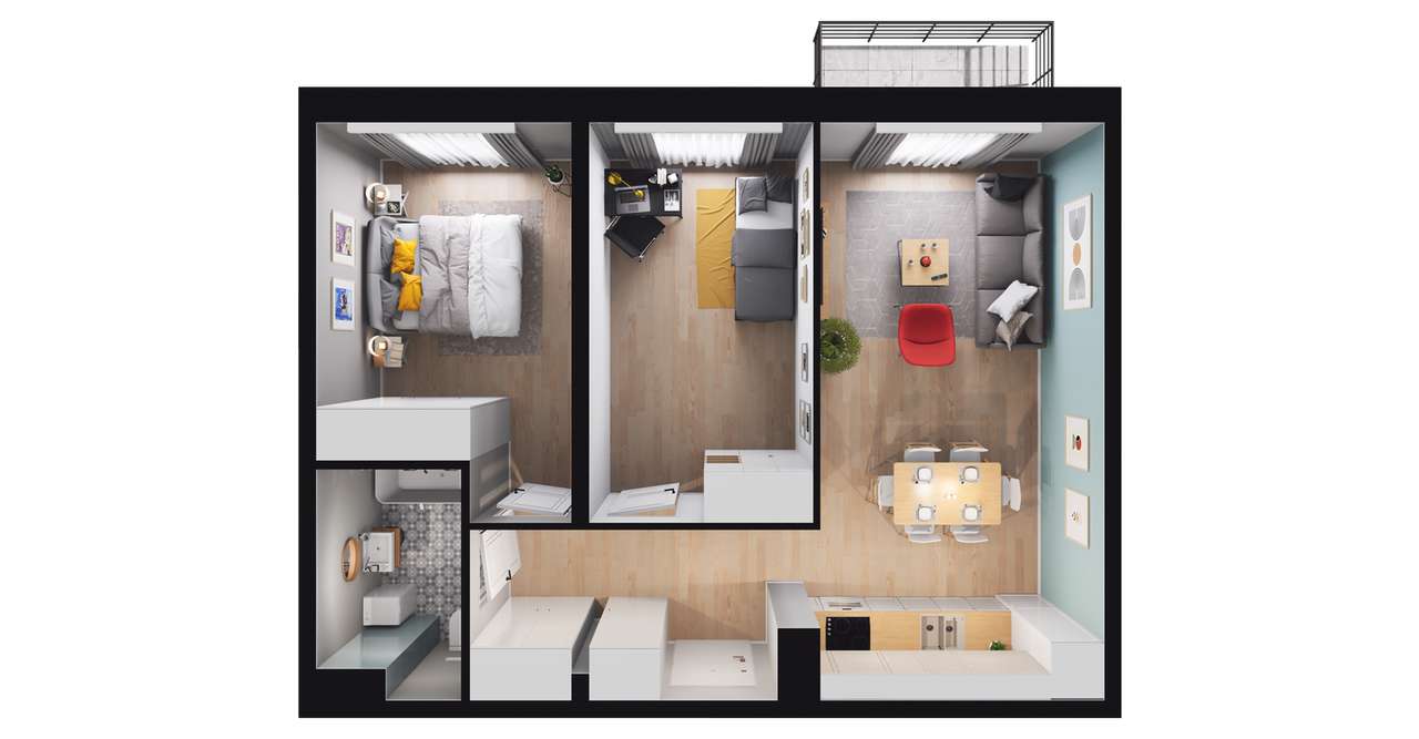 3-pokojowe mieszkanie 55m2 + balkon Bez Prowizji - Pełny obrazek: 2/8