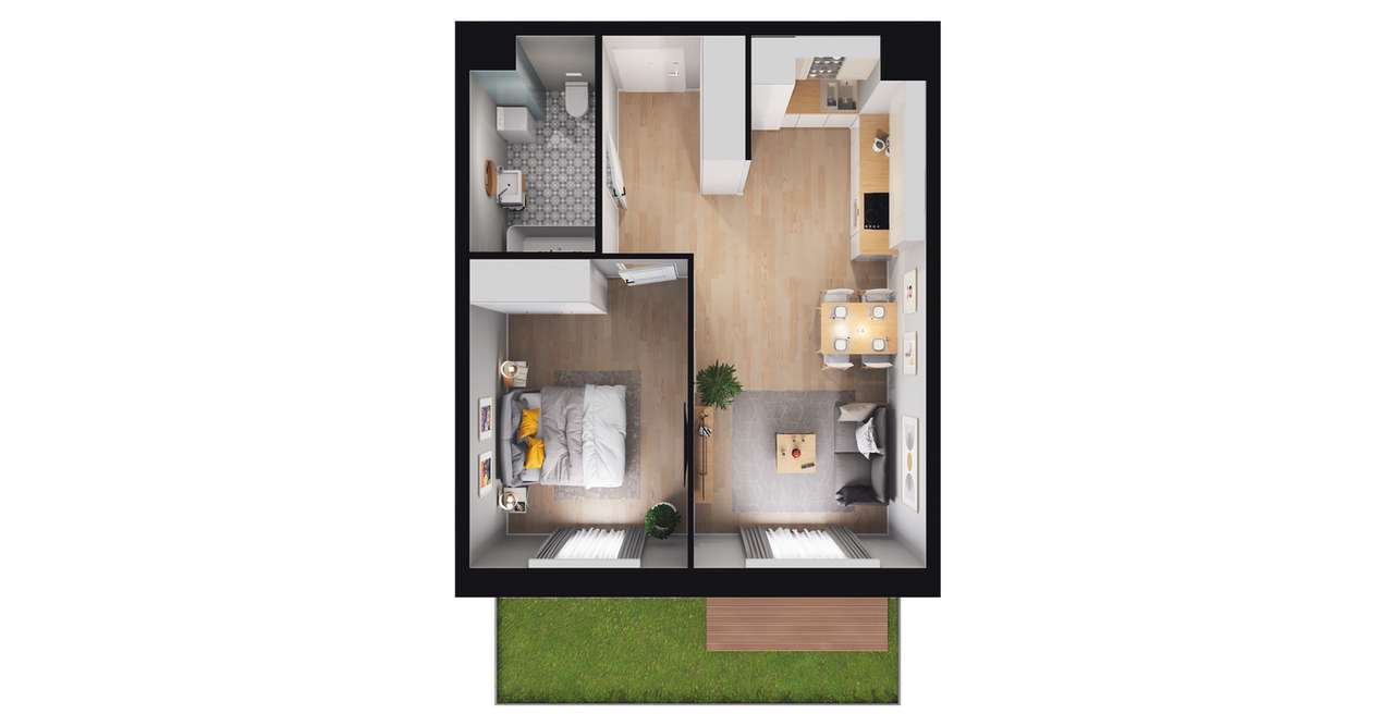 2-pokojowe mieszkanie 43m2 + ogródek Bez Prowizji - Pełny obrazek: 2/8