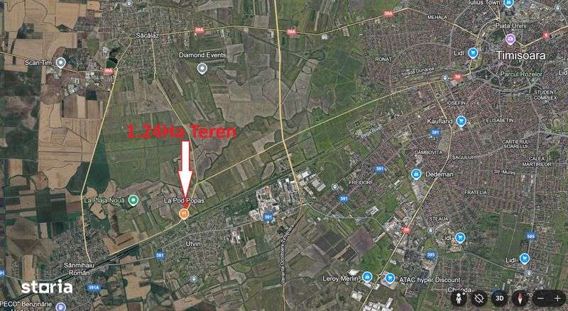 1.24 hectare teren pentru PUZ case in Utvin - Imagine principală: 1/3