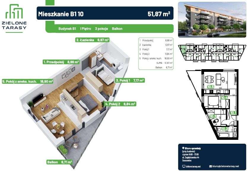 51,87 m2 - 3-pok. - balkon- CENA 7200 ZŁ/M2- PROMOCJA DO 30.11.2025 r. - Pełny obrazek: 1/11