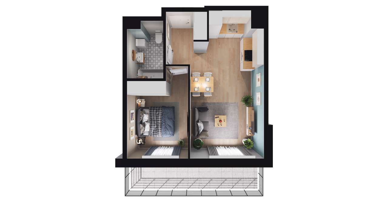 2-pokojowe mieszkanie 37m2 + balkon Bez Prowizji - Pełny obrazek: 2/8