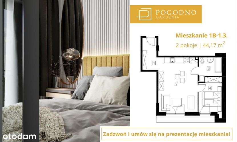 Gardenia Pogodno | Mieszkanie 2-pokojowe 44 mkw - Pełny obrazek: 2/10