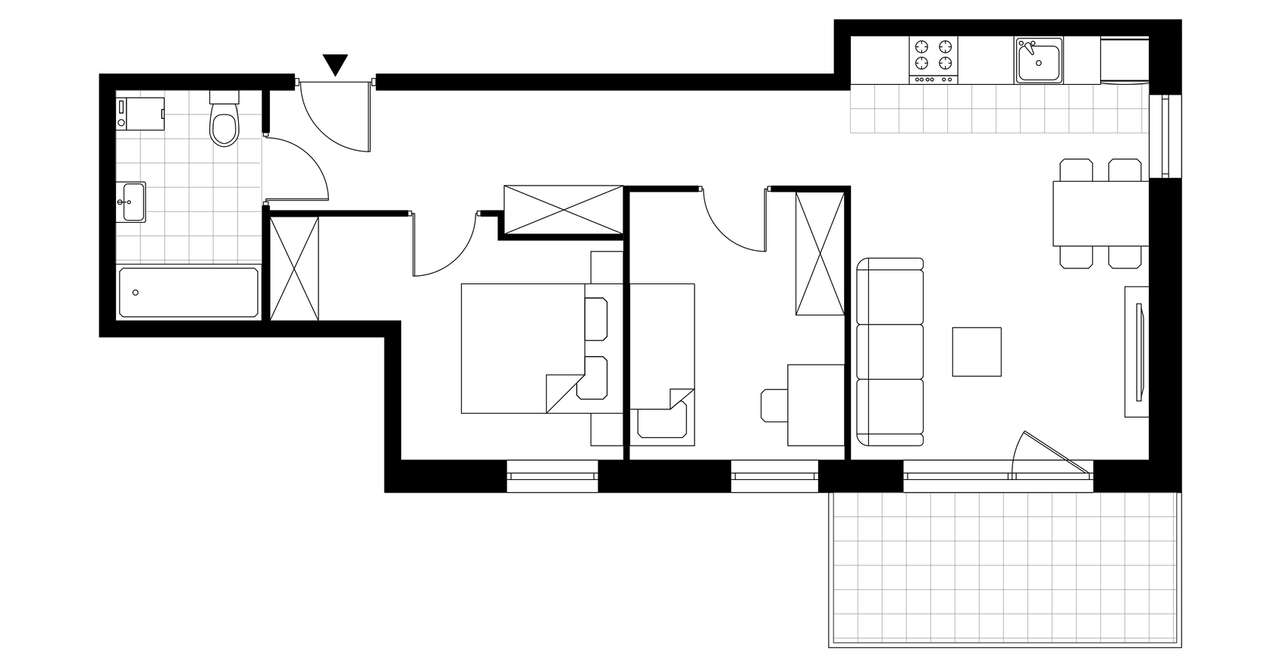 3-pokojowe mieszkanie 54m2 + balkon - Pełny obrazek: 3/8