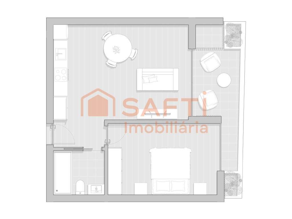 T1 1.º andar 1 quarto, 1 lugar de garagem - Grande imagem: 5/6