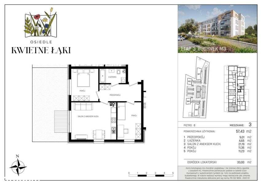 3-pokojowe mieszkanie 57m2 Bez Prowizji - Pełny obrazek: 2/6