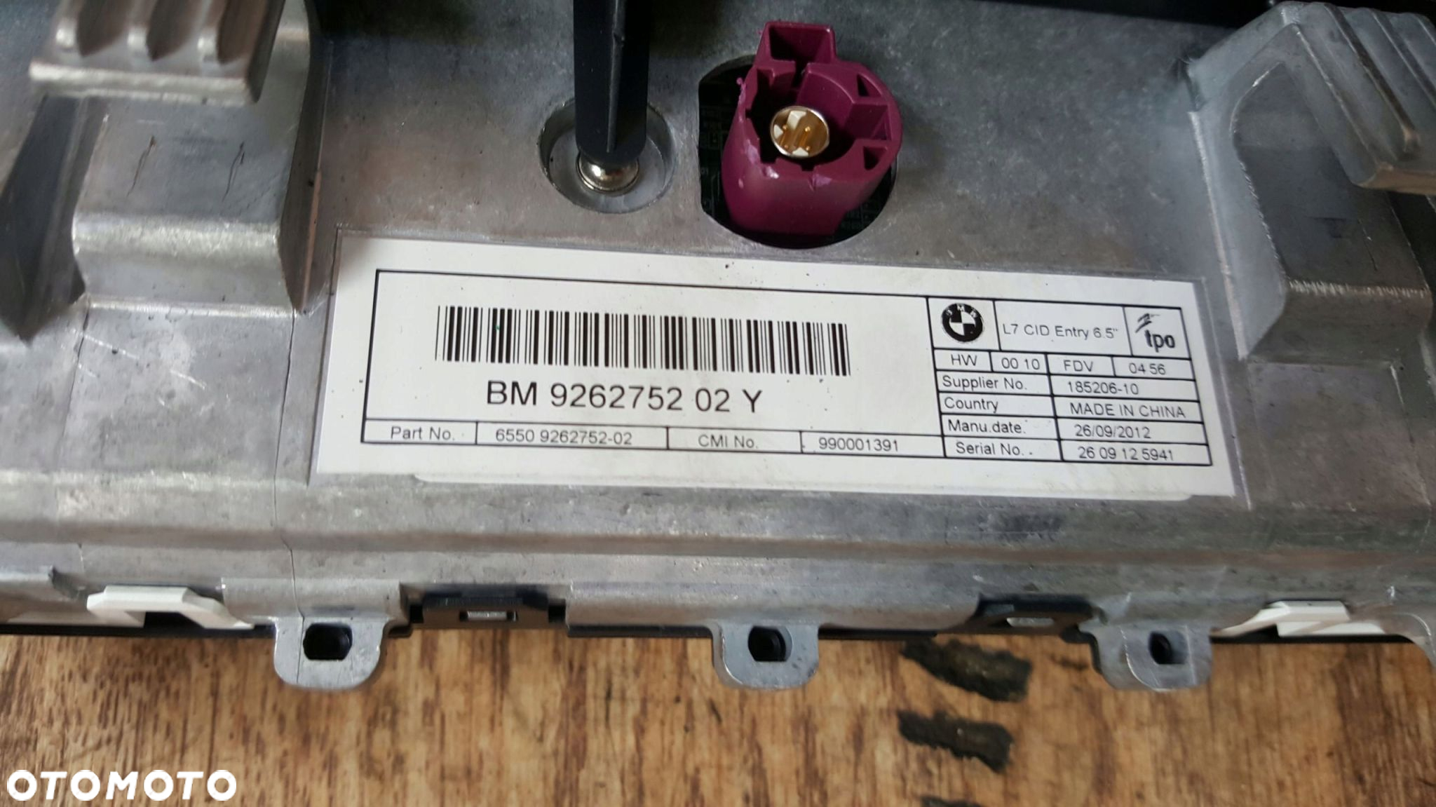 WYŚWIETLACZ MONITOR BMW F20 9262752 - 2