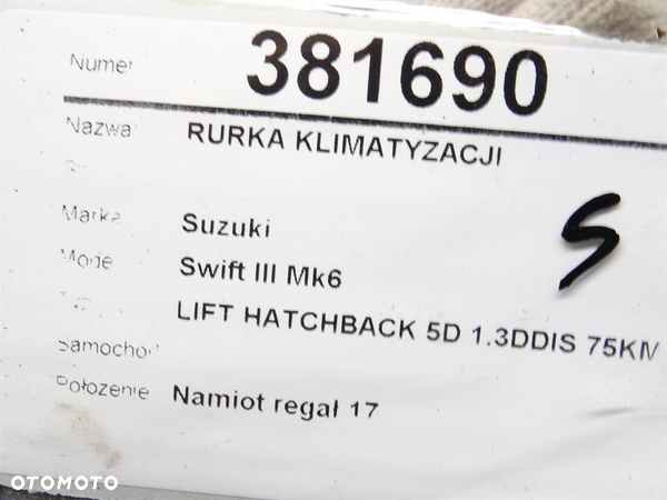 RURKA KLIMATYZACJI SUZUKI SWIFT III (MZ, EZ) 2005 - 2022 1.3 DDiS (RS 413D) 55 kW [75 KM] olej - 7