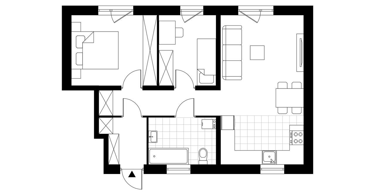 3-pokojowe mieszkanie 54m2 + ogródek Bezpośrednio - Pełny obrazek: 4/9