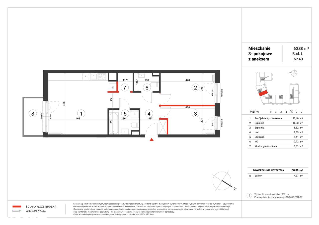 3 pokoje 60 m2. SUPER UKŁAD 2x łazienka + pralnia  GOTOWE  DO ODBIORU! - Pełny obrazek: 2/8
