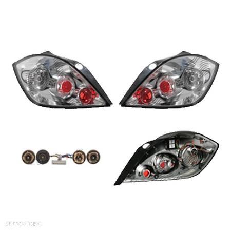 Set stopuri Opel Astra H, 10.2003-04.2007, Hatchback 5 Usi, stanga+dreapta, LED; transparent, argintiu; cu locas bec; tuning, - 1