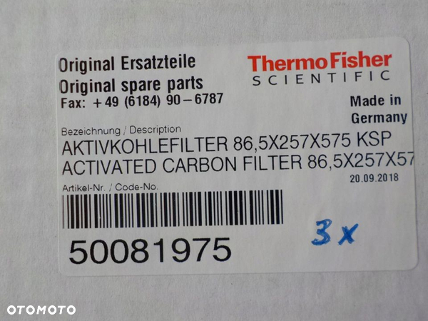 THERMO FISCHER FILTR 055327 100,5X278X575 - 2