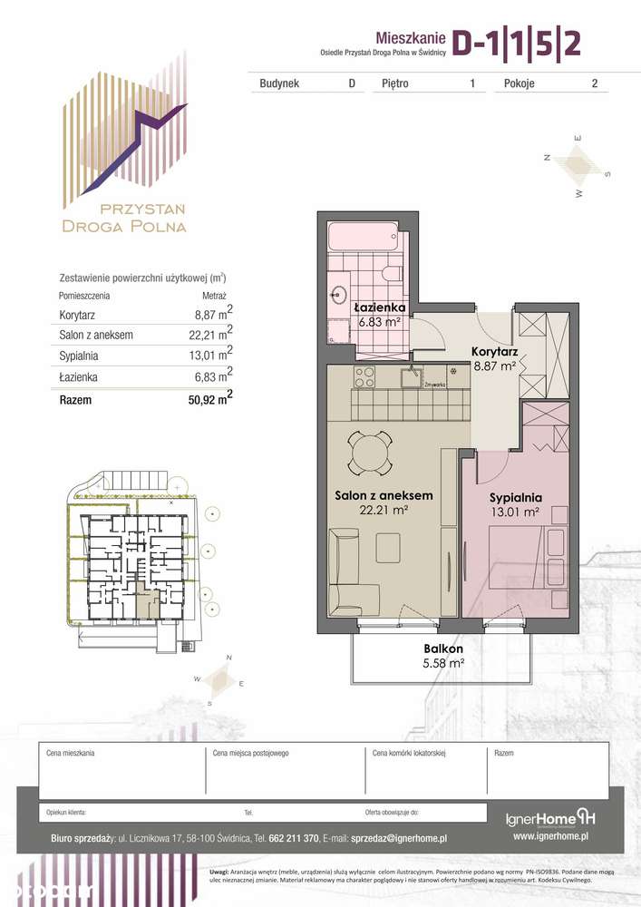 Mieszkanie 2 pok.+ miejsce naziemne - Pełny obrazek: 2/7