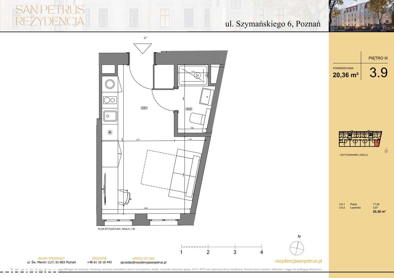 1-pokojowe mieszkanie 20m2 Bezpośrednio - Pełny obrazek: 2/7