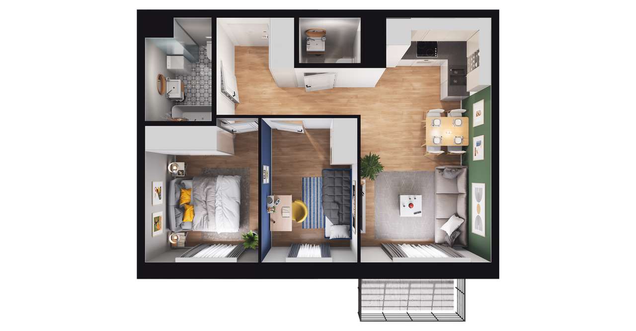 3-pokojowe mieszkanie 52m2 + balkon Bezpośrednio - Pełny obrazek: 2/8